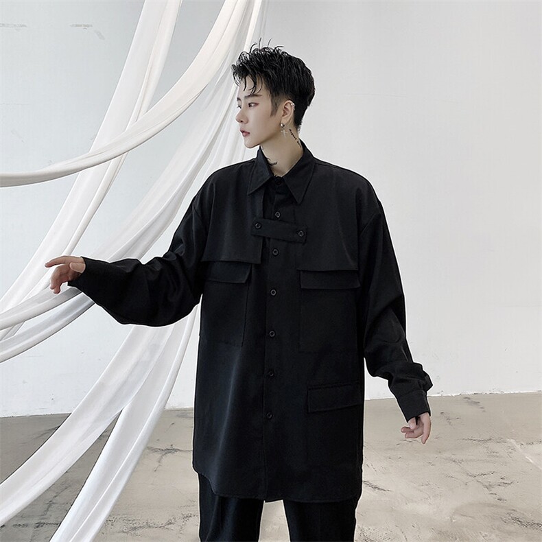 【2025秋装】工装衬衫男暗黑小众设计师款多口袋H1101P75，男装衬衫，星座1114（原A254）