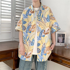 花衬衫夏威夷男短袖夏季痞帅休闲上衣服外套翻领大码衬衣男A011-2，男装衬衫，电商A012
