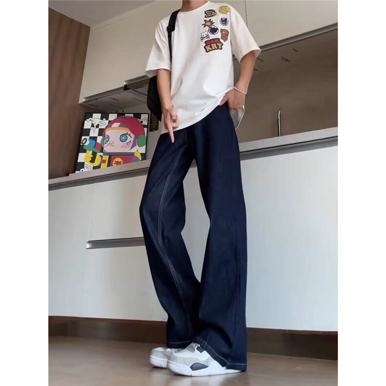 美式阔腿牛仔裤女2025夏季薄款高腰直筒宽松显瘦拖地裤NZA392,男装牛仔裤,星座516A