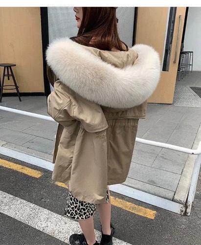ZHG8112狐狸大毛领獭兔内胆背后拉链皮草派克服，女装皮草，L·H·X