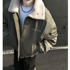 冬装美式复古羊羔毛翻领棉服飞行夹克棉衣加厚外套男H1031P128，男装棉衣，电商A341