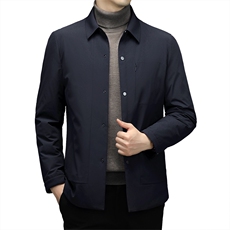 2023新款翻领纯色羽绒服男中年加厚保暖爸爸装冬季男士鹅绒外套，男装羽绒服，电商B212（原钱塘6029）