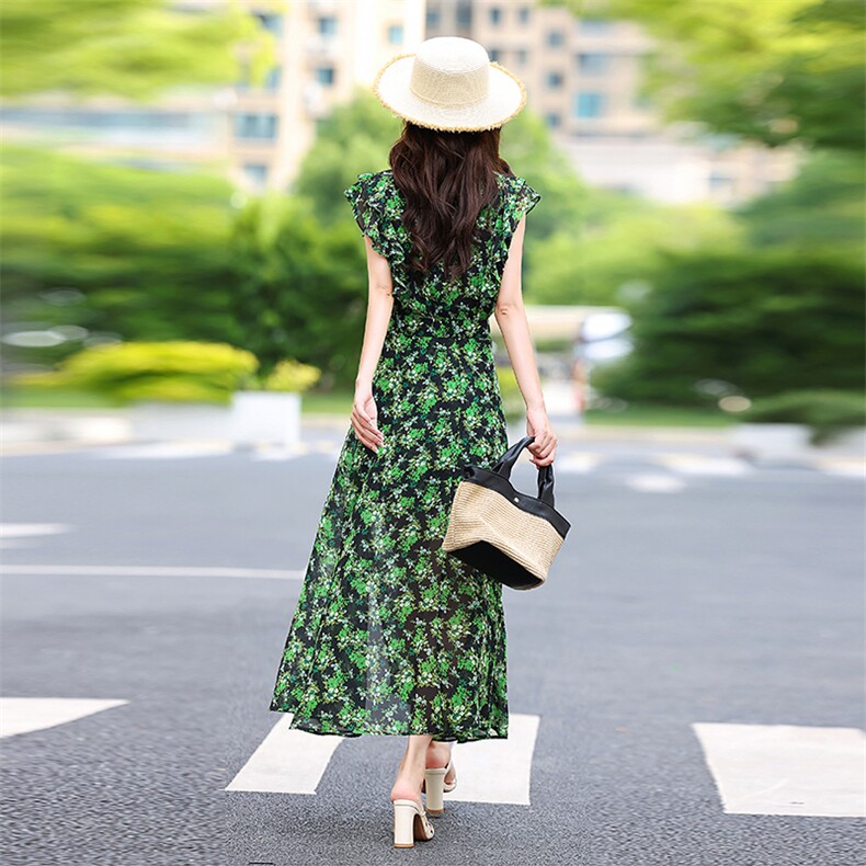 两件套女2025夏季新款时尚气质单排扣中长款雪纺套装连衣裙,女装套装/套裙,天丝秀