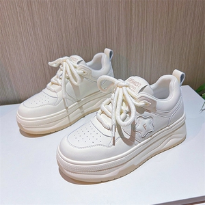 真皮小白鞋女2023秋季新款女休闲鞋增高厚底鞋低帮板鞋女星星女鞋图片