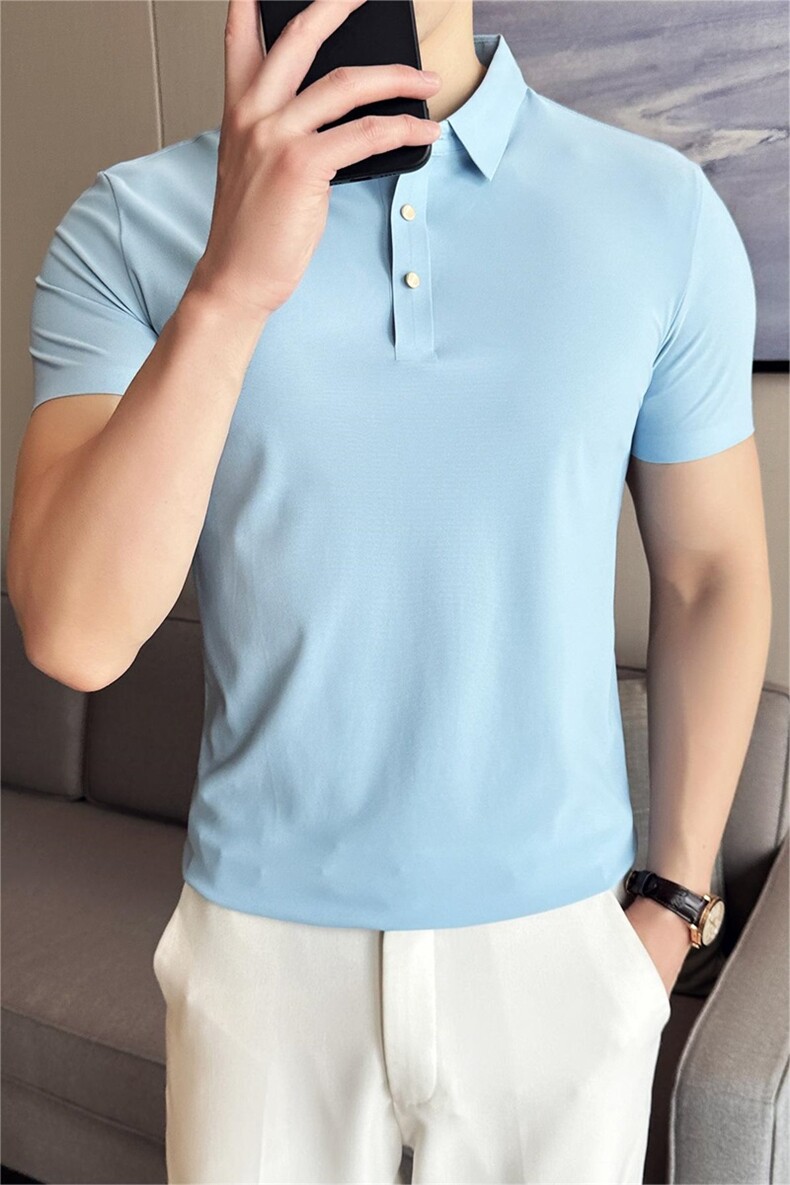 大码品质16色商务弹力无痕polo衫短袖男士冰丝翻领T恤-T0701-P60,男装T恤,电商D342