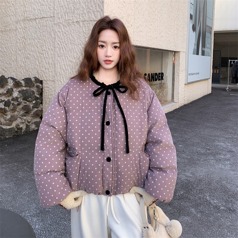 xian货紫色碎花灯芯绒50羽绒服面包服2C090-9020-P245-K368,女装羽绒服,2C090