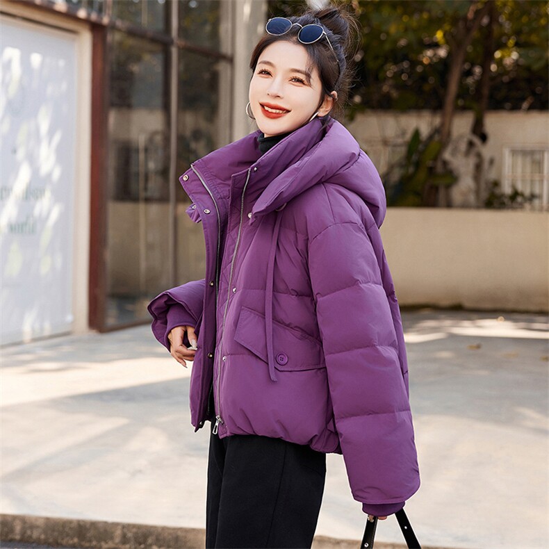 90%白鸭绒2025年冬季新款时尚连帽短款羽绒服女,女装羽绒服,沁沁公主