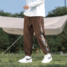 风男士复古拼接束脚哈伦裤秋冬季大码灯芯绒休闲裤子219-WK21，男装休闲裤，星座219