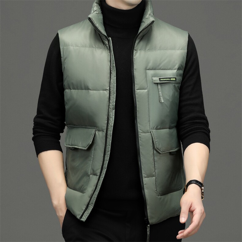 冬装白鸭绒羽绒服中年男士商务休闲冬季马甲新款加厚保暖上衣外套,男装背心/马甲,电商B212（原钱塘6029）
