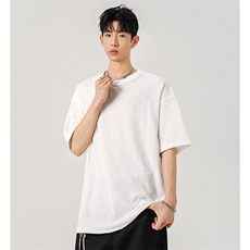 T10123-特批30控68小众提花肌理感高质量大码男百搭圆领短袖T恤，男装T恤，电商A059