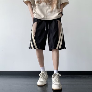 休闲短裤男韩版潮流拼色运动短裤帅气2024夏季ins五分裤K4342-P30图片