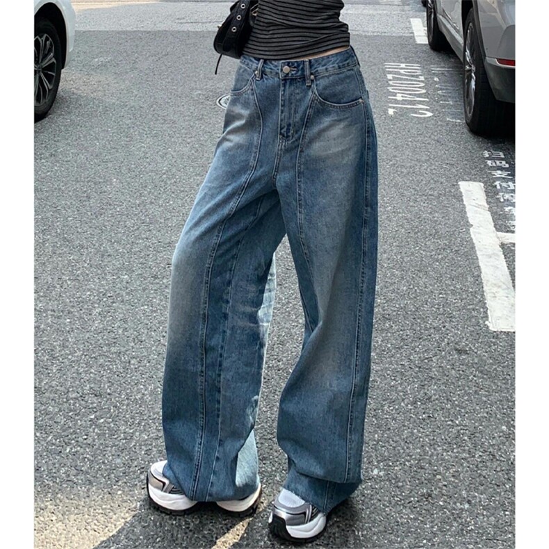 现货闪电纹复古宽松薄款毛边弯刀裤610A-1-LY114-P40，男装休闲裤，星座610A-1