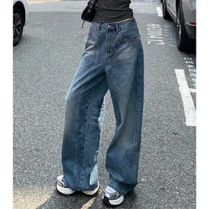 现货闪电纹复古宽松薄款毛边弯刀裤610A-1-LY114-P40，男装休闲裤，星座610A-1