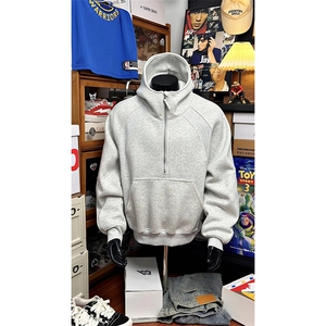 抖音得物高品质二开 26春装重磅宽松结构拉链设计高领连帽卫衣W76图片