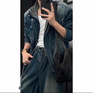 秋季美式复古工装牛仔夹克套装男TZ332上衣130裤子88(网图参考）图片