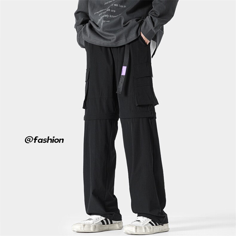 特批P40无差价25春季自带腰带束脚冲锋裤男一裤两穿直筒长裤K1339，男装休闲裤，电商A001