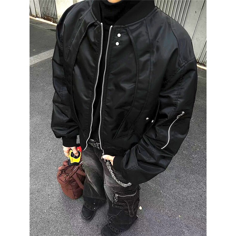 春秋美式复古机车风夹克男短款痞帅飞行员棒球服cleanfit外套潮牌图片