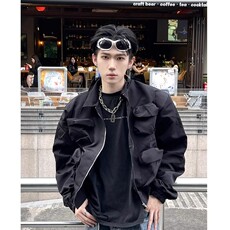 春秋短款痞帅皮衣外套男潮帅气高街pu夹克男装垫肩设计机车上衣，男装夹克，星座506A