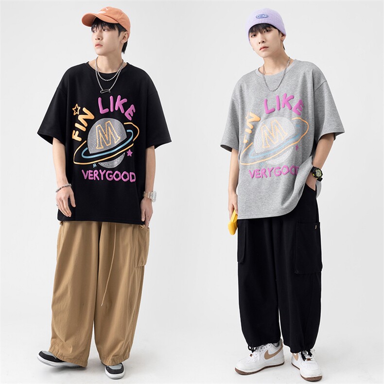 22年高品质港风纯短袖T恤珠地潮牌风美式街头风ZDY3406-P44,男装T恤,星座717