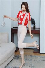 2021年夏季时尚潮流气质拼接色直筒裤优雅套装，女装套装/套裙，贵人树