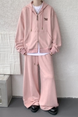 麂皮绒连帽卫衣运动套装男校园风运动服两件套学生班服TZ115-P128，男装休闲套装，电商D206-1