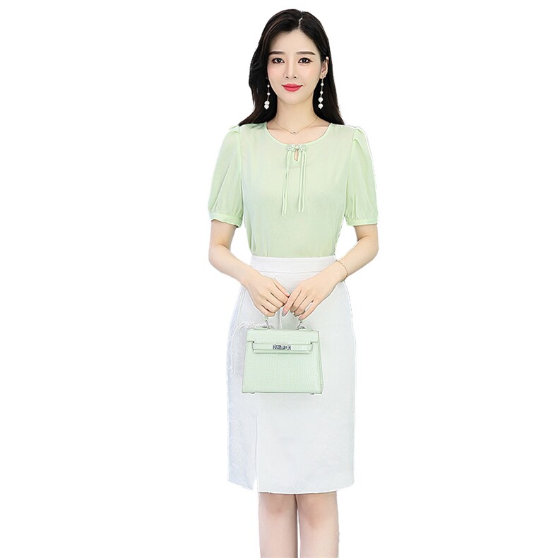 2023年夏季新款时尚气质套裙甜美上衣修身半身裙两件套,女装套装/套裙,火爆靓佳人