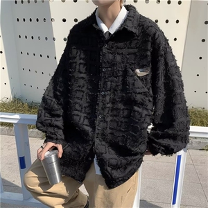 格子长袖衬衫男女春秋潮牌痞帅衬衣外套美式复古设计感上衣W14289图片