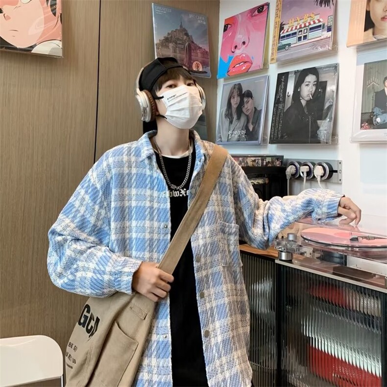 小香风格子衬衫秋季夹克外套男,男装夹克,星座410-7