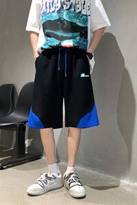 2025夏季 港风排扣宽松拼色休闲短裤 B266-DK07-P30图片