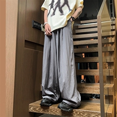 03山本裤男潮薄款冰丝阔腿裤垂感宽松拖地裤XZ211-1-K2419-P40，男装休闲裤，星座211-1