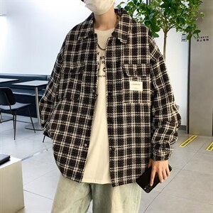 春秋高街格子刺绣夹克宽松潮牌休闲衣服小香风外套男 W5177-P67图片