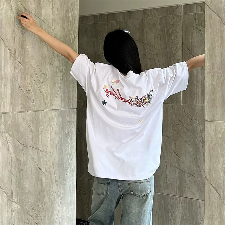 万针全刺绣工艺抖音得物高品质260克重磅纯棉双纱美式高街短袖T恤,男装T恤,电商A486