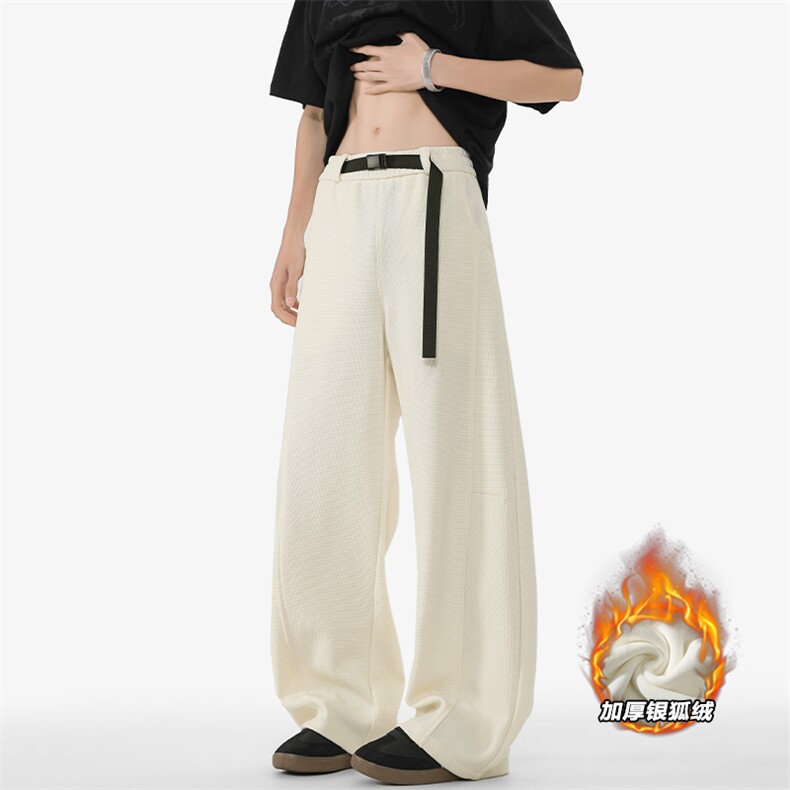 500g重磅舒适银狐绒华夫格腰带男大码弯刀裤K5730J加绒-特P40控78,男装卫衣,电商A001