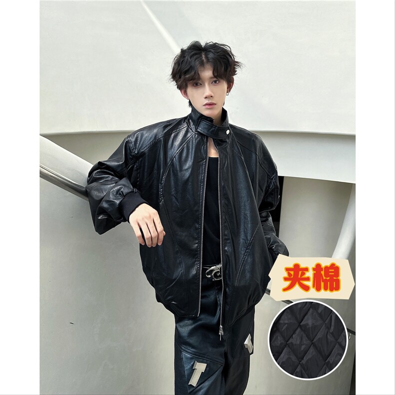 【有货】DM8058-P83美式机车皮衣男冬季潮牌宽松短款夹棉加厚外套,男装皮衣,星座603-2