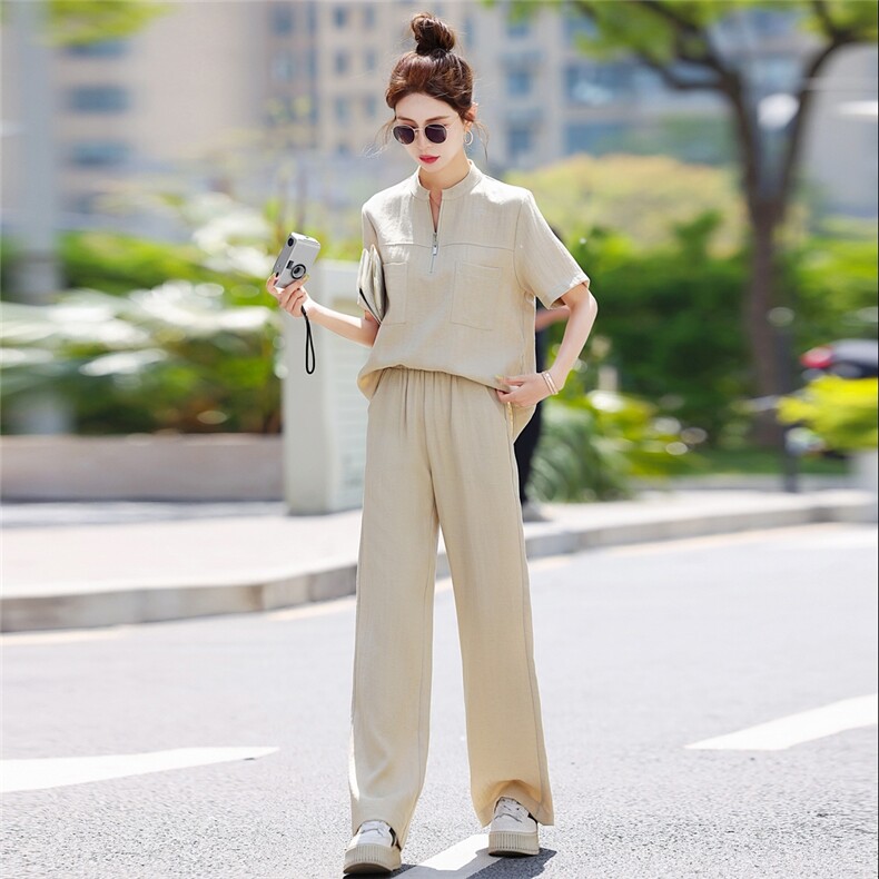 休闲时尚套装女2025夏季爆款小个子气质减龄宽松显瘦遮肉两件套潮,女装套装/套裙,梦依杭
