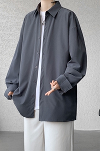 衬衫男2025春季新款港风宽松纯色长袖衬衣CY008-P30图片