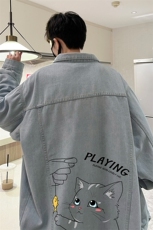 牛仔夹克男大码牛仔外套男茄克NJ77129-P60加绒款-P75，男装夹克，电商A040