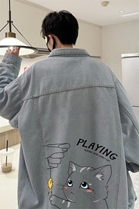 牛仔夹克男大码牛仔外套男茄克 NJ77129-P60加绒款-P75图片