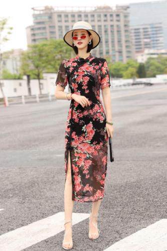 仿真丝旗袍气质裙，女装婚纱/旗袍/礼服，澳洛菲