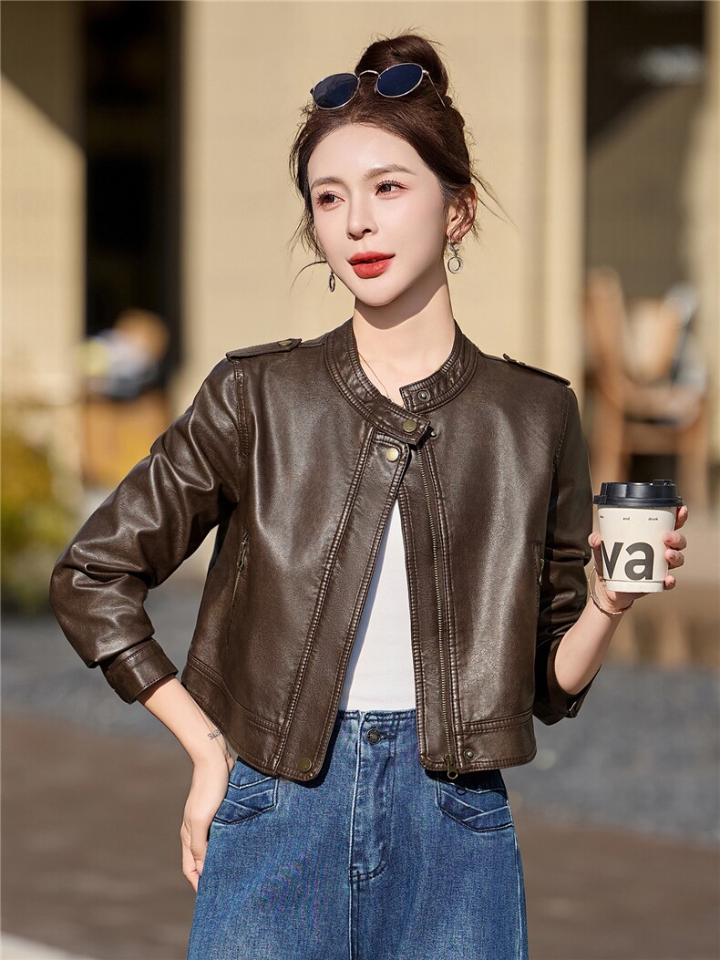 2026年春季新款现货时尚高品质皮衣小外套机车服女装,女装皮衣,臻衣坊