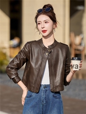 2026年春季新款现货时尚高品质皮衣小外套机车服女装，女装皮衣，臻衣坊