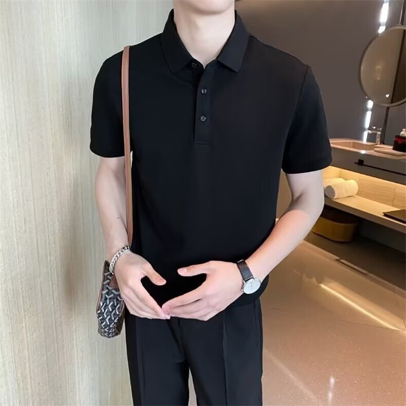 翻领短袖polo衫男潮牌夏季t恤韩版修身潮流T2025新款休闲体恤上衣,男装衬衫,星座506A