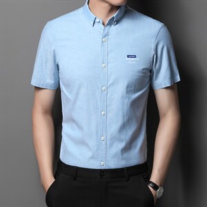 夏装短袖衬衫2023新款男士衬衣中年人上衣薄款夏季中老年男装图片
