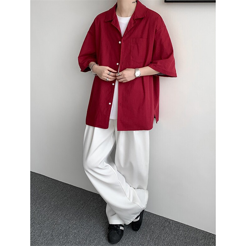 8XL-M亚麻短袖衬衫男夏薄款宽松休闲百搭大码半袖衬衣DC28002P50,男装衬衫,电商B312