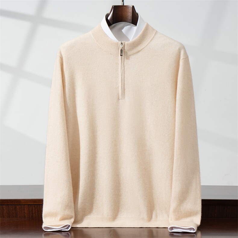 十二针半拉链时尚都市长袖圆领2024年秋季羊绒衫，男装羊绒套衫，宏杨羊绒
