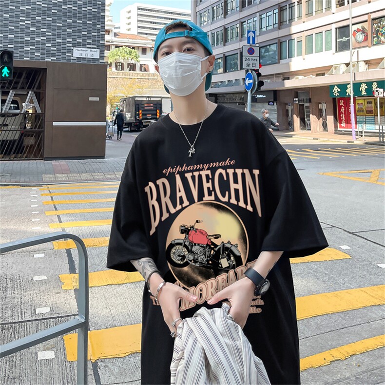 B239-1201-P28 欧美式 摩托机车创意印花 夏季高克重半袖 短袖t恤图片