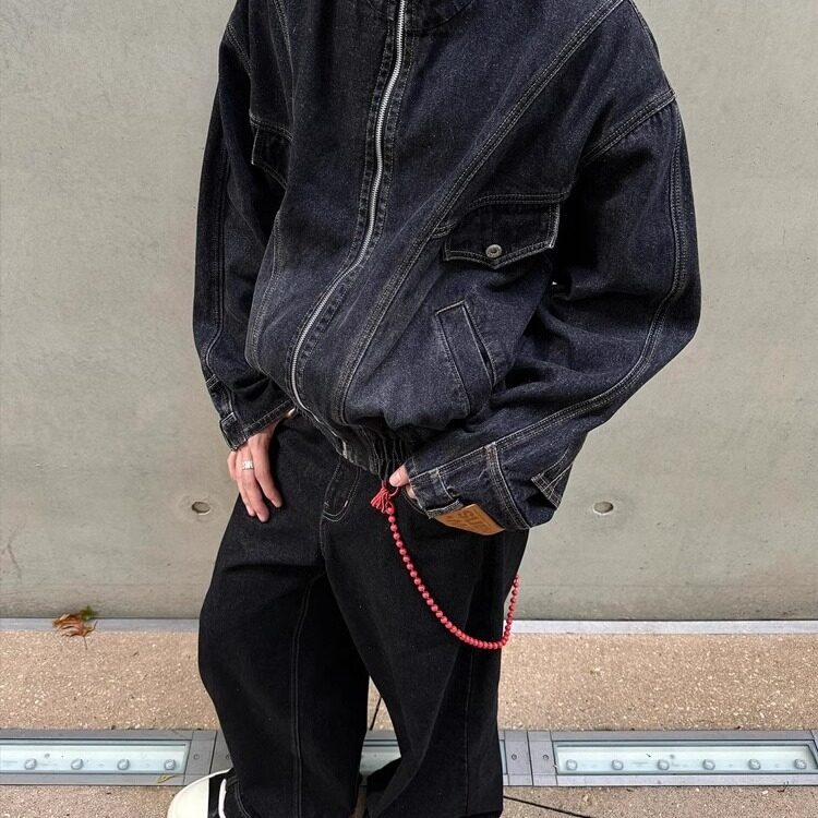 vintage美式复古倒装贴标牛仔外套反穿主义水洗工装夹克JK8634,男装夹克,星座1116A（原606A-3）