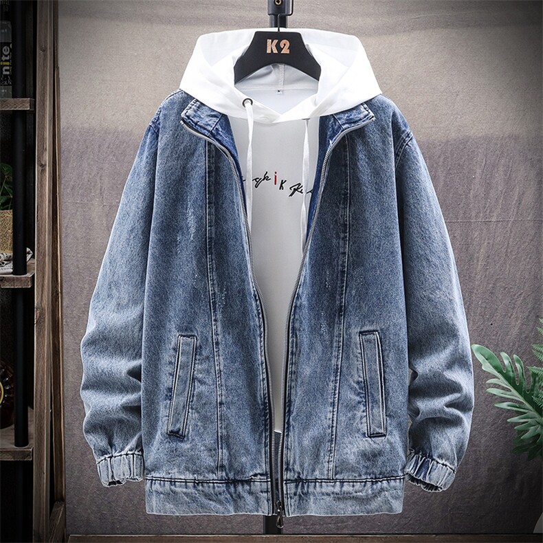 夹克男春季新款ins潮流帅气牛仔外套宽松潮牌上衣服拉链8202-P95,男装夹克,电商A318