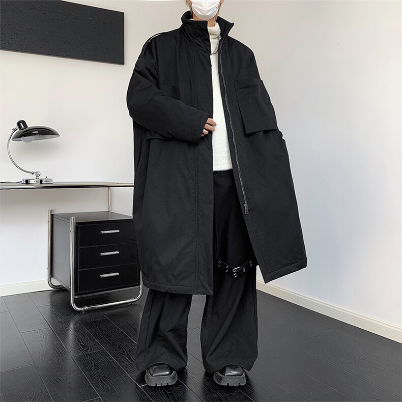 长款过膝加棉棉服男士山本耀司暗黑系立领棉衣冬季MM01-P145,男装棉衣,星座512-1（原513-3）