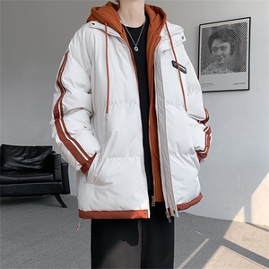 棉服男冬季新款港风宽松假两件连帽棉衣MF8587-特P78图片